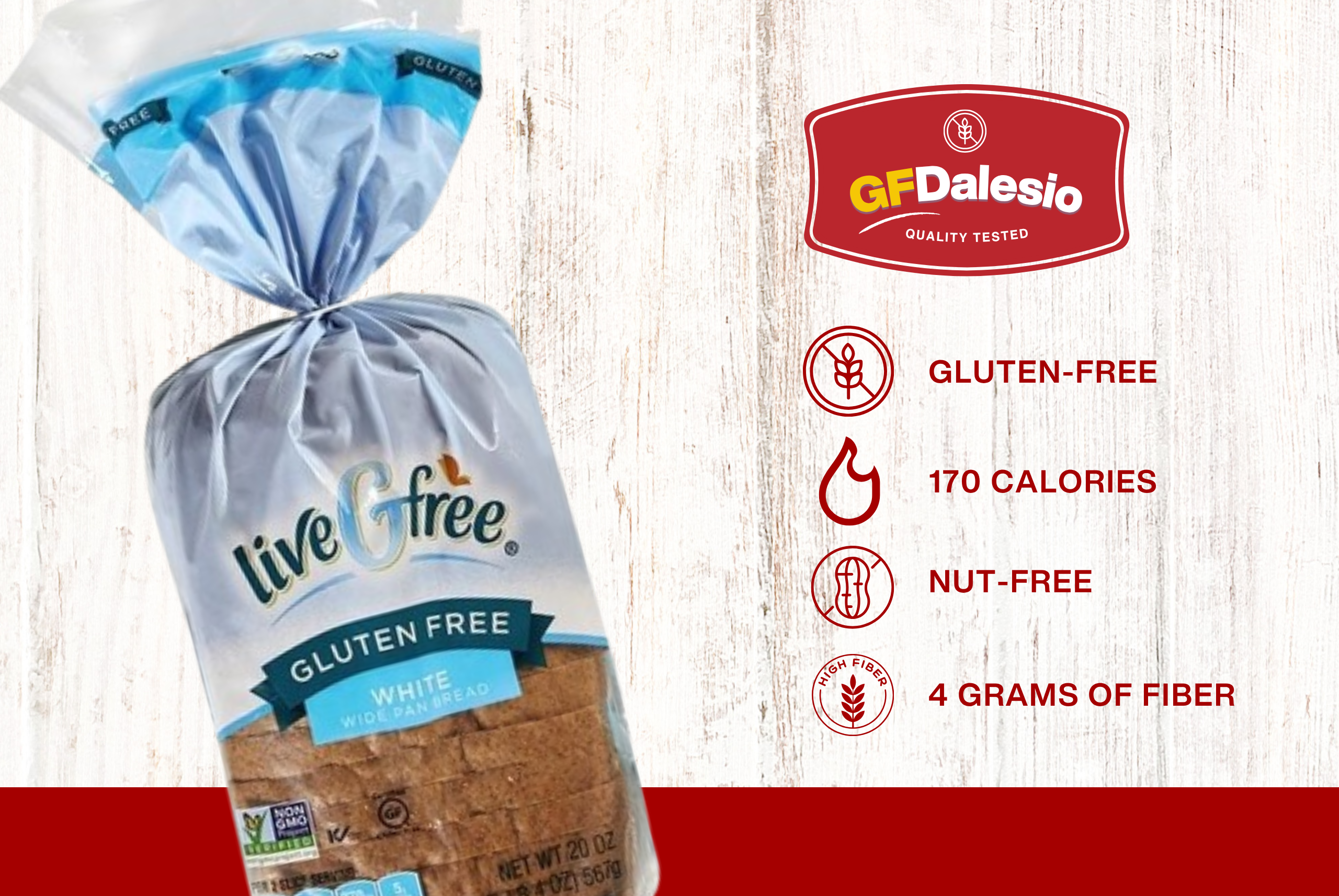 Live G Free gluten-free white bread, GF quality tested