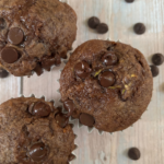Gluten Free Chocolate Zucchini Muffins with chocolate chips