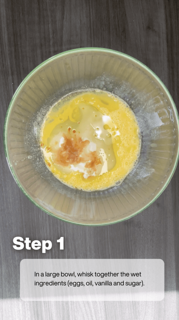Gluten Free Chocolate Zucchini Muffins - Step 1 mixing wet ingredients
