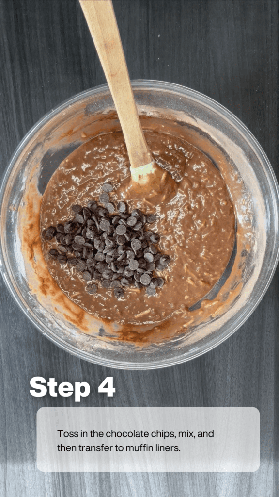 Gluten Free Chocolate Zucchini Muffins - Step 4 Toss in the chocolate chips