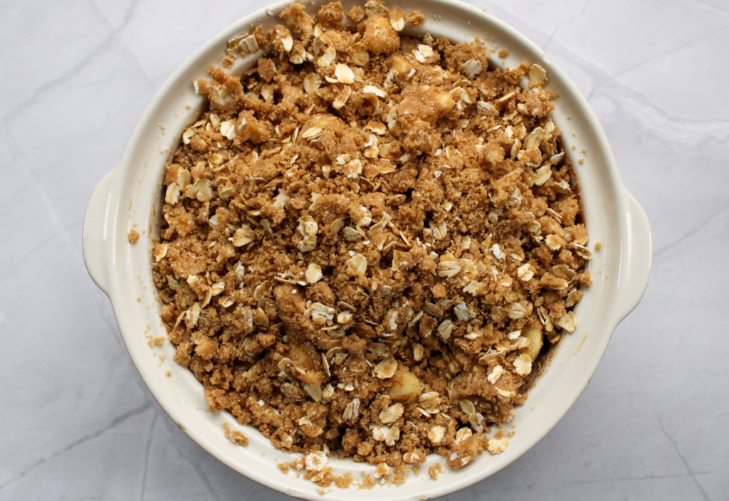 gluten-free apple crisp before it goes in the oven